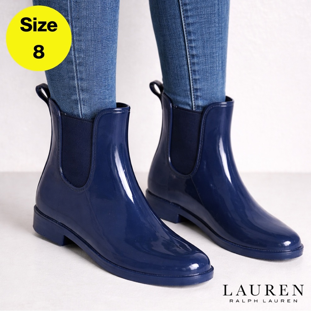 Lauren Ralph Lauren Glossy Navy Chelsea Rain Boots